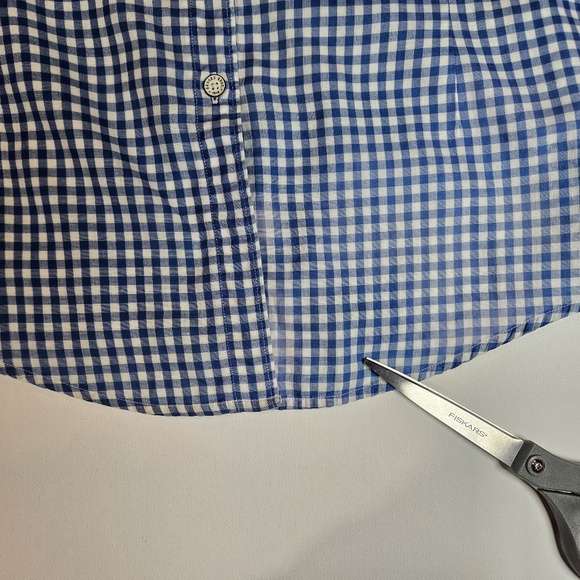Brooks Brothers Shirt Womens 12 Blue White Gingham Check Button Long Sleeve flaw - Picture 8 of 10
